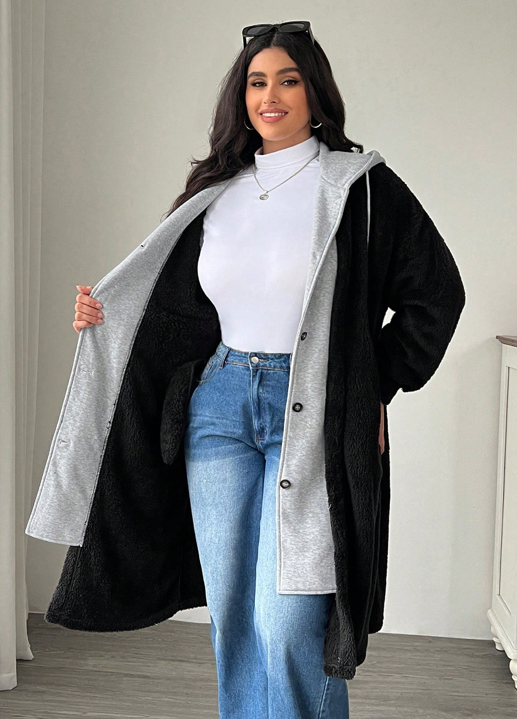 Черный демисезонный кардиган SHEIN