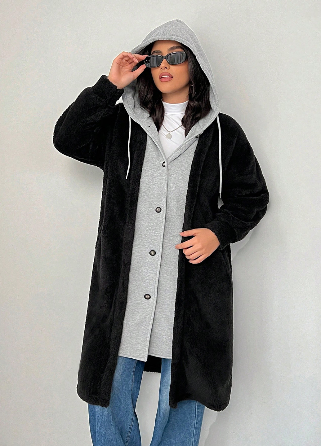 Черный демисезонный кардиган SHEIN