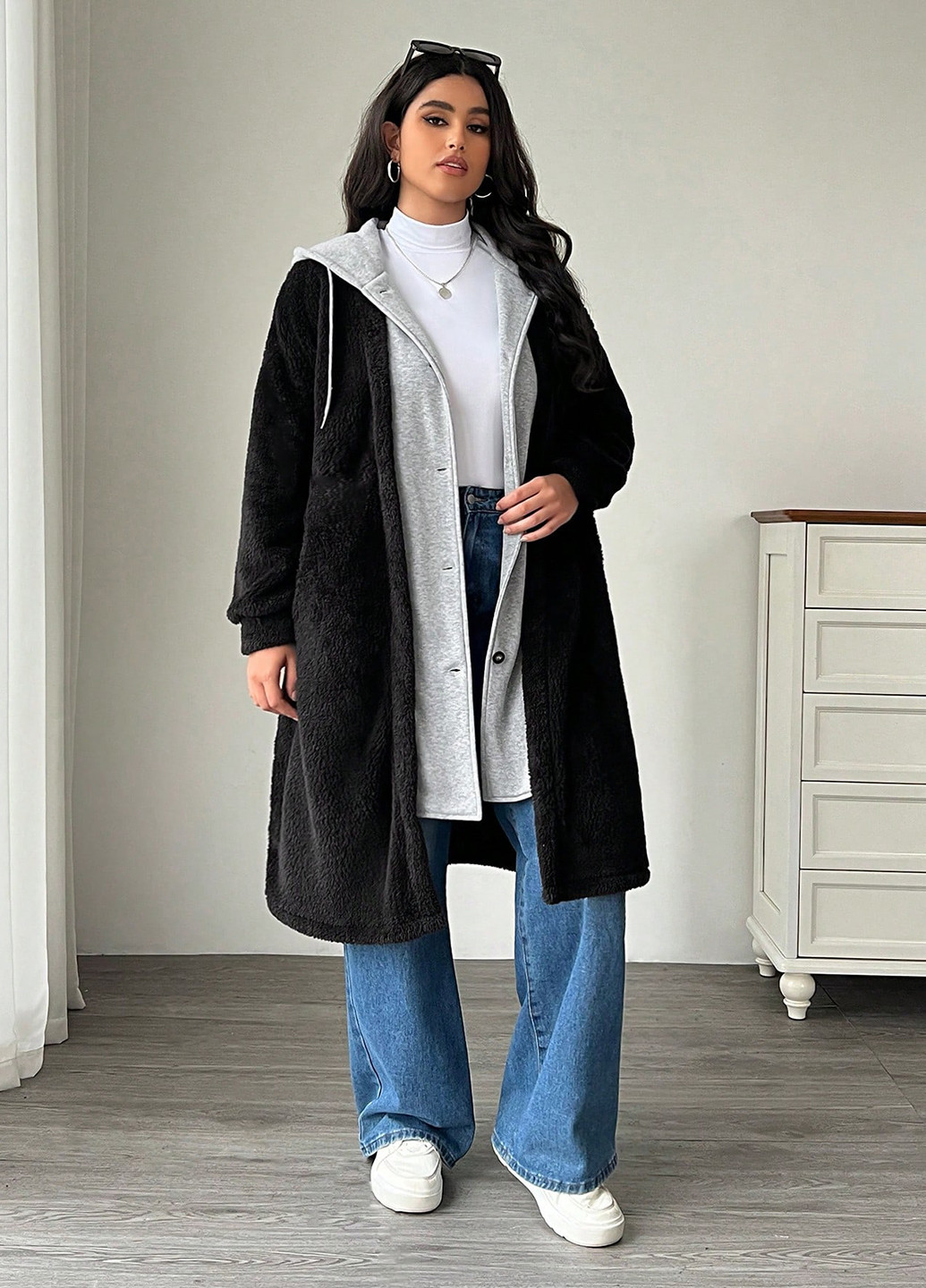 Черный демисезонный кардиган SHEIN