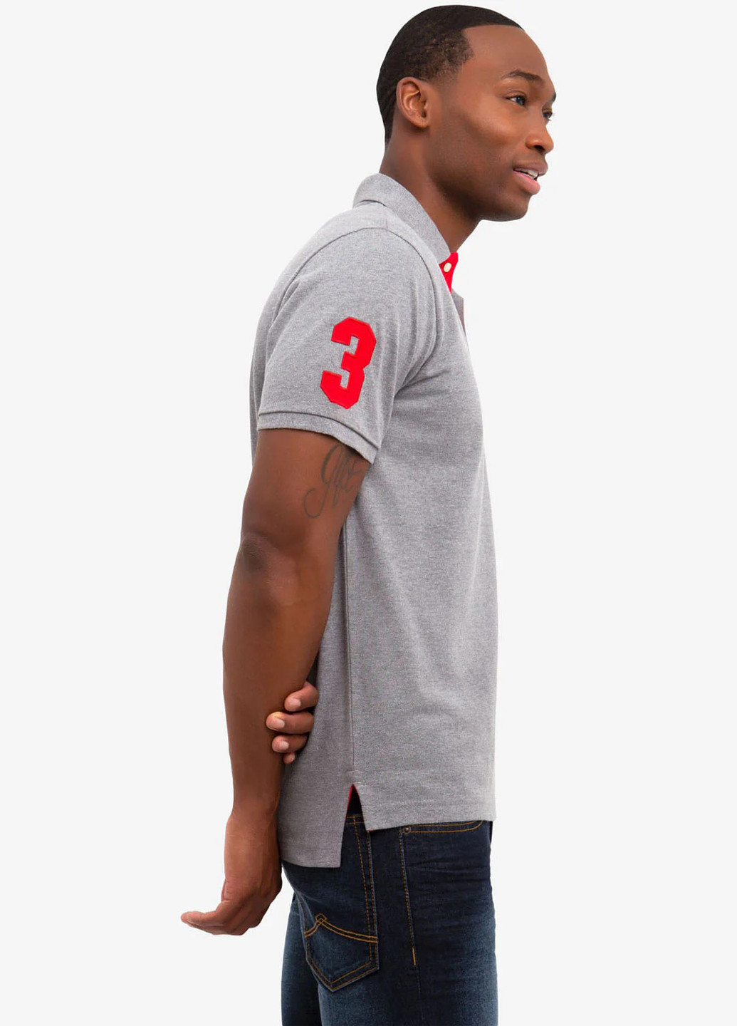 Серая футболка-поло для мужчин U.S. Polo Assn. меланжевая