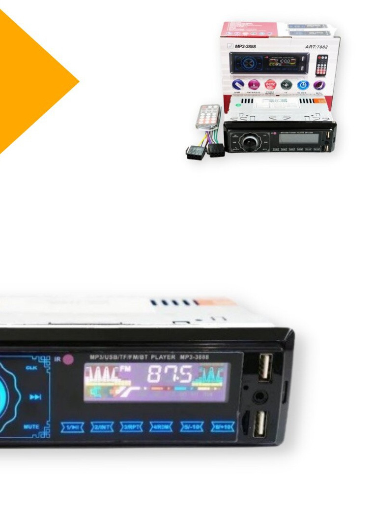 Автомагнітола MP3 3888 ISO 1DIN FM тюнер 4х50W сенсорний дисплей чорний (7882_510) No Brand (253765981)
