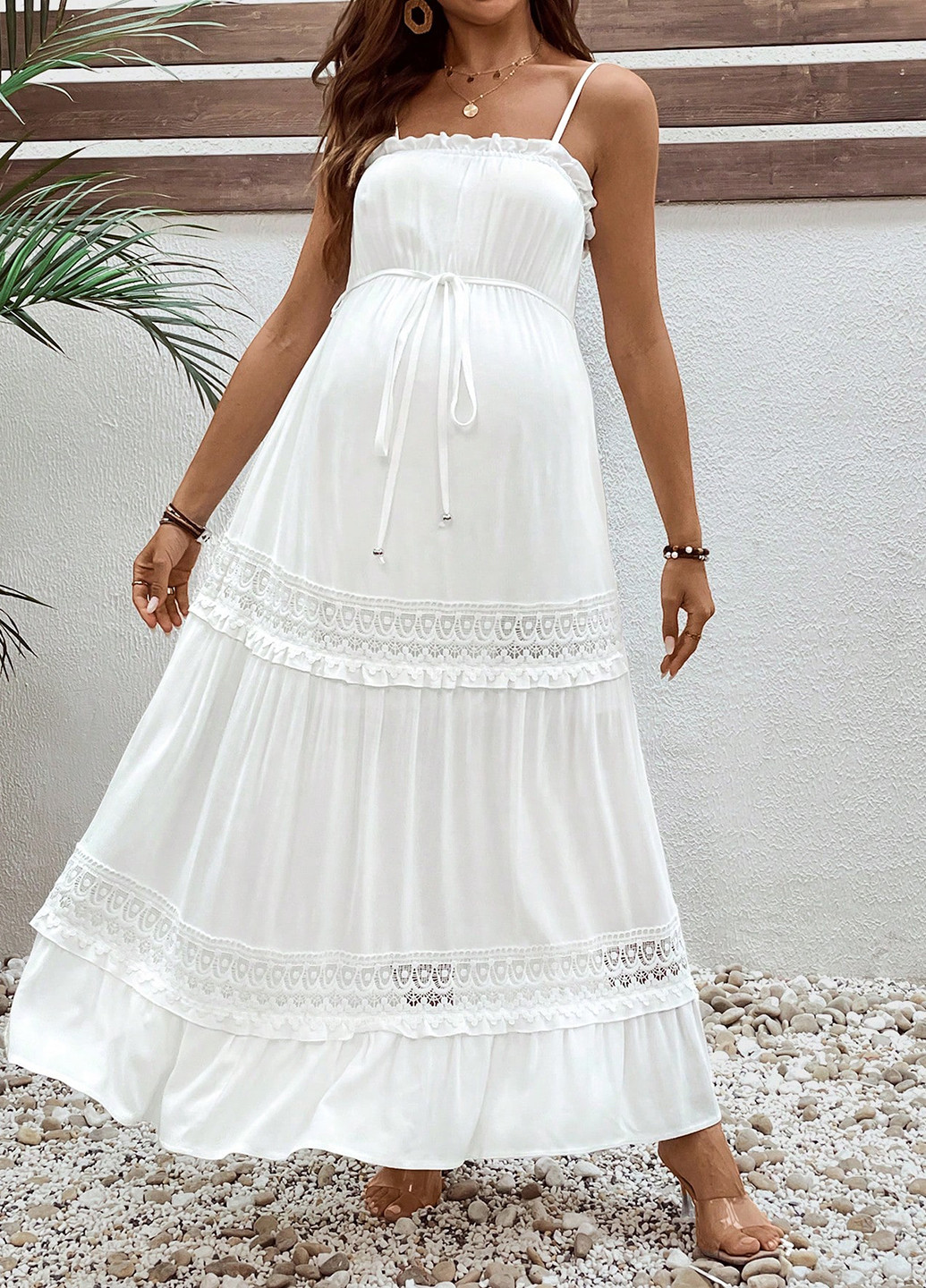 Білий кежуал сукня для вагітних а-силует SHEIN однотонна