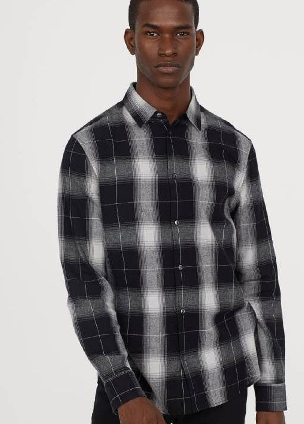 Черно-белая кэжуал рубашка в клетку H&M
