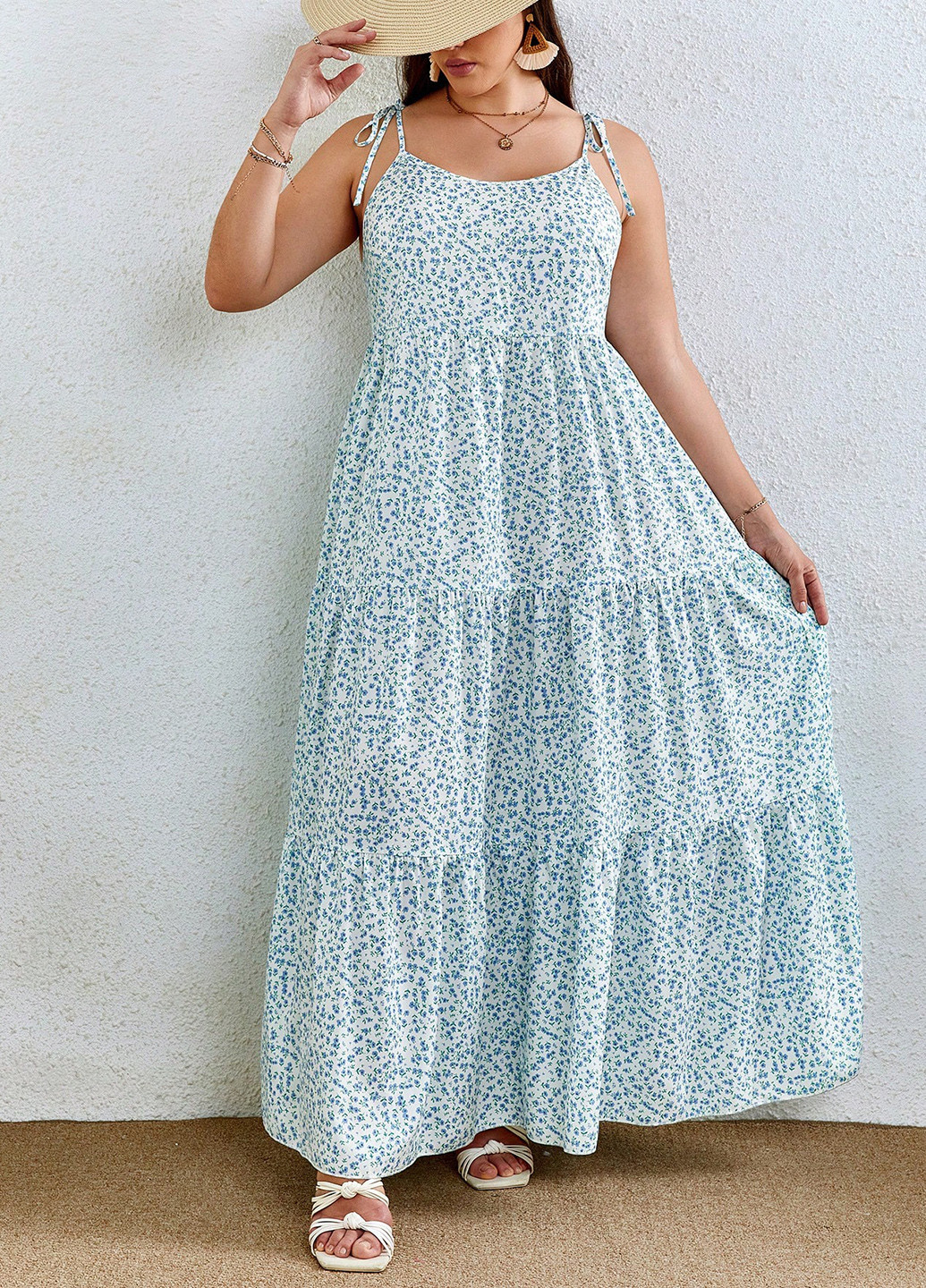 Блакитна кежуал сукня а-силует SHEIN з квітковим принтом