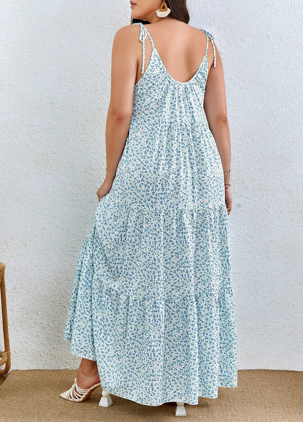 Блакитна кежуал сукня а-силует SHEIN з квітковим принтом