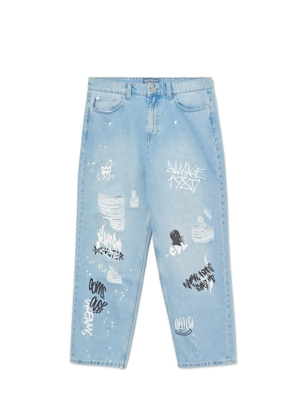 Голубые демисезонные мешковатые джинсы Cropp