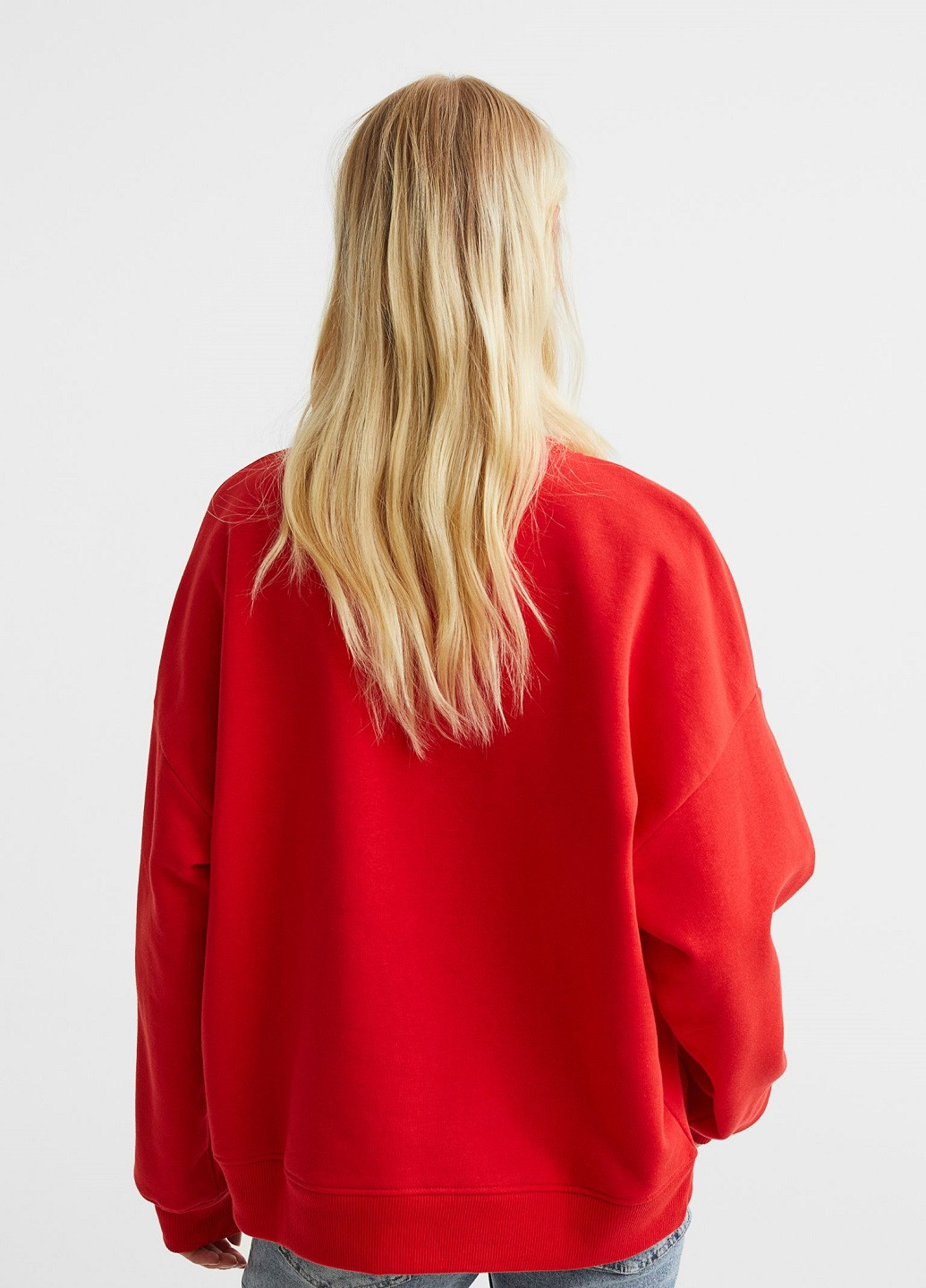 Свитшот H&M - крой рисунок красный кэжуал - (254112224)