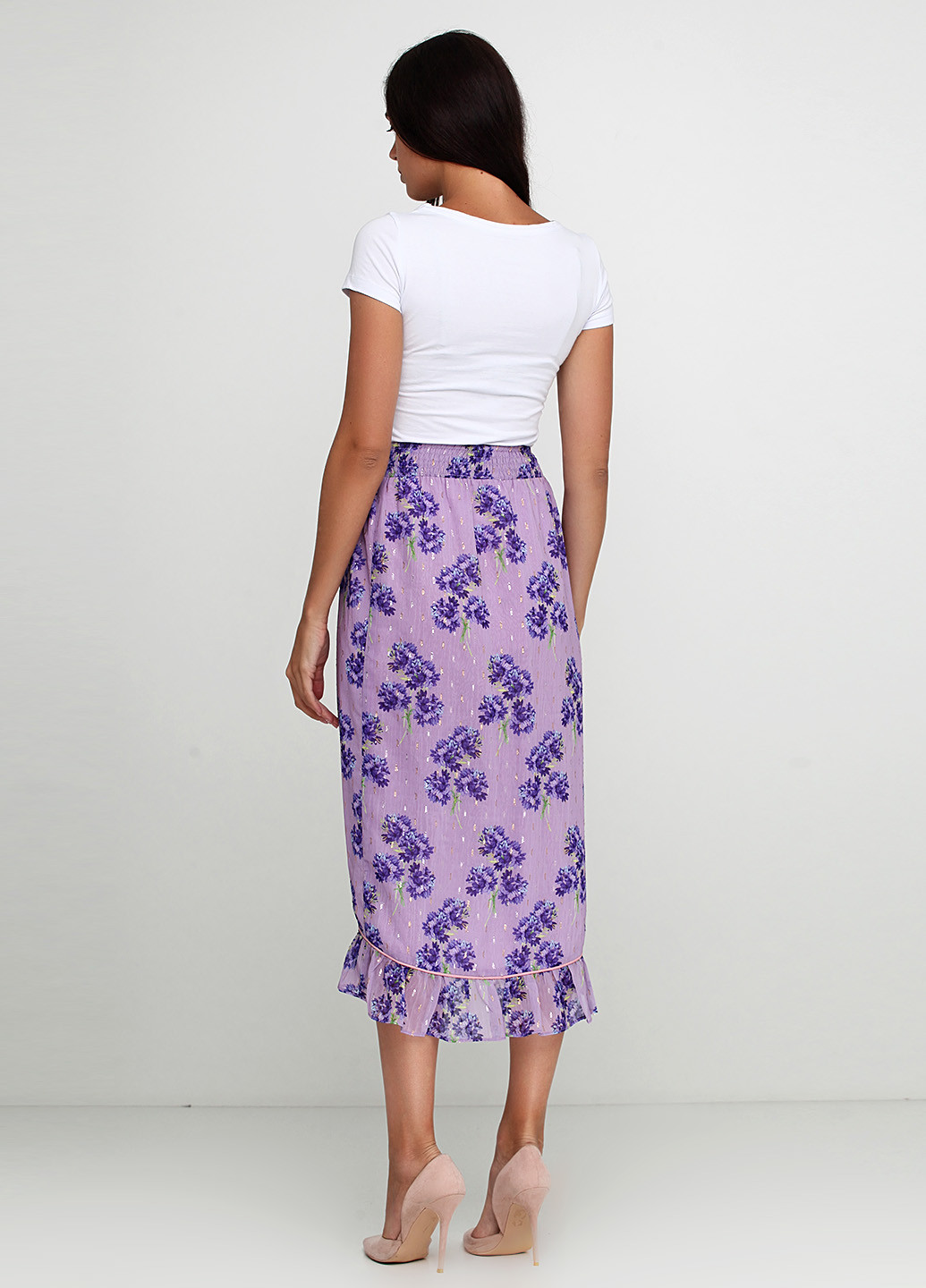 Фиолетовая кэжуал цветочной расцветки юбка Friendtex миди