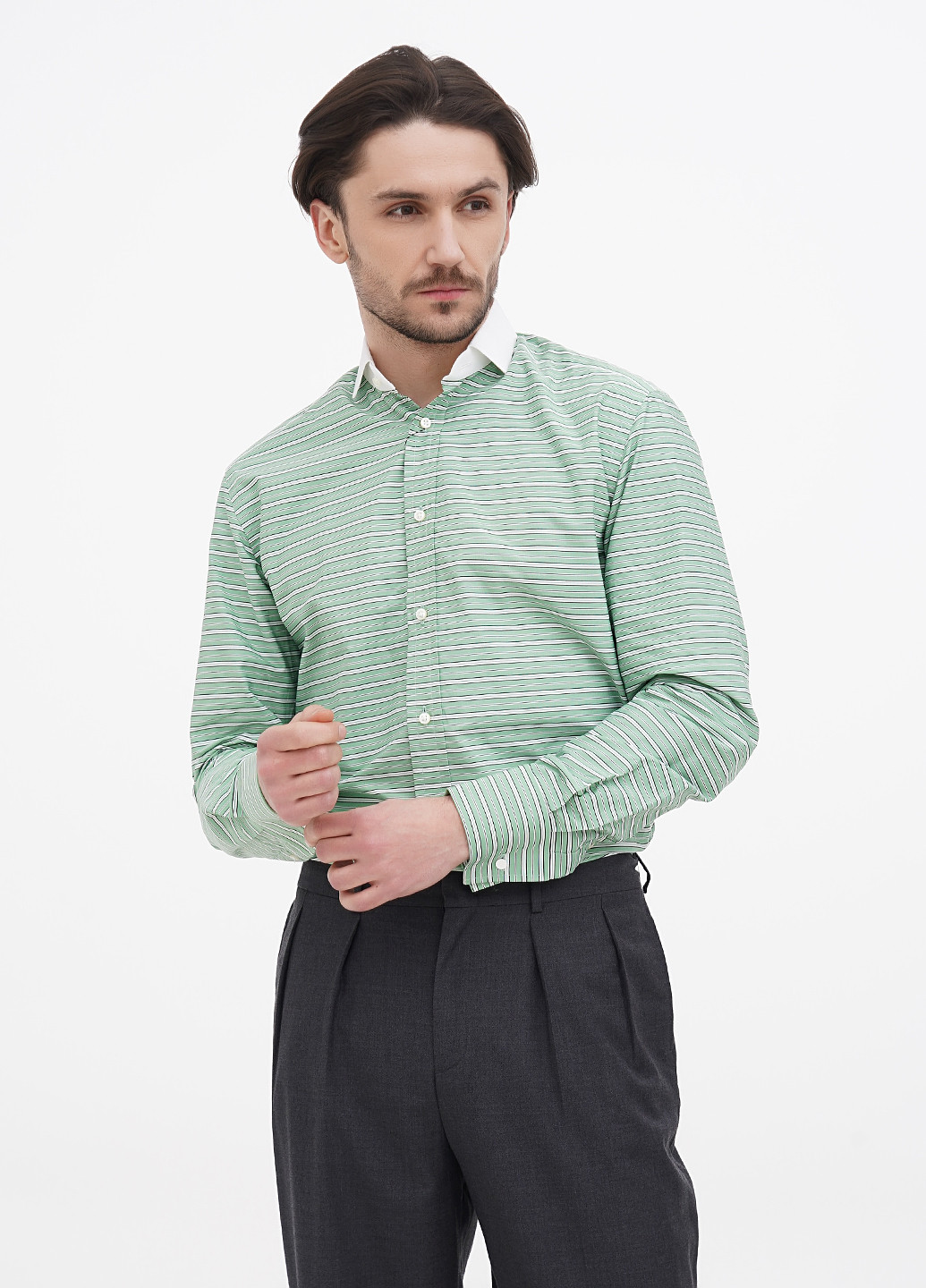 Серо-зеленая кэжуал рубашка в полоску Ralph Lauren