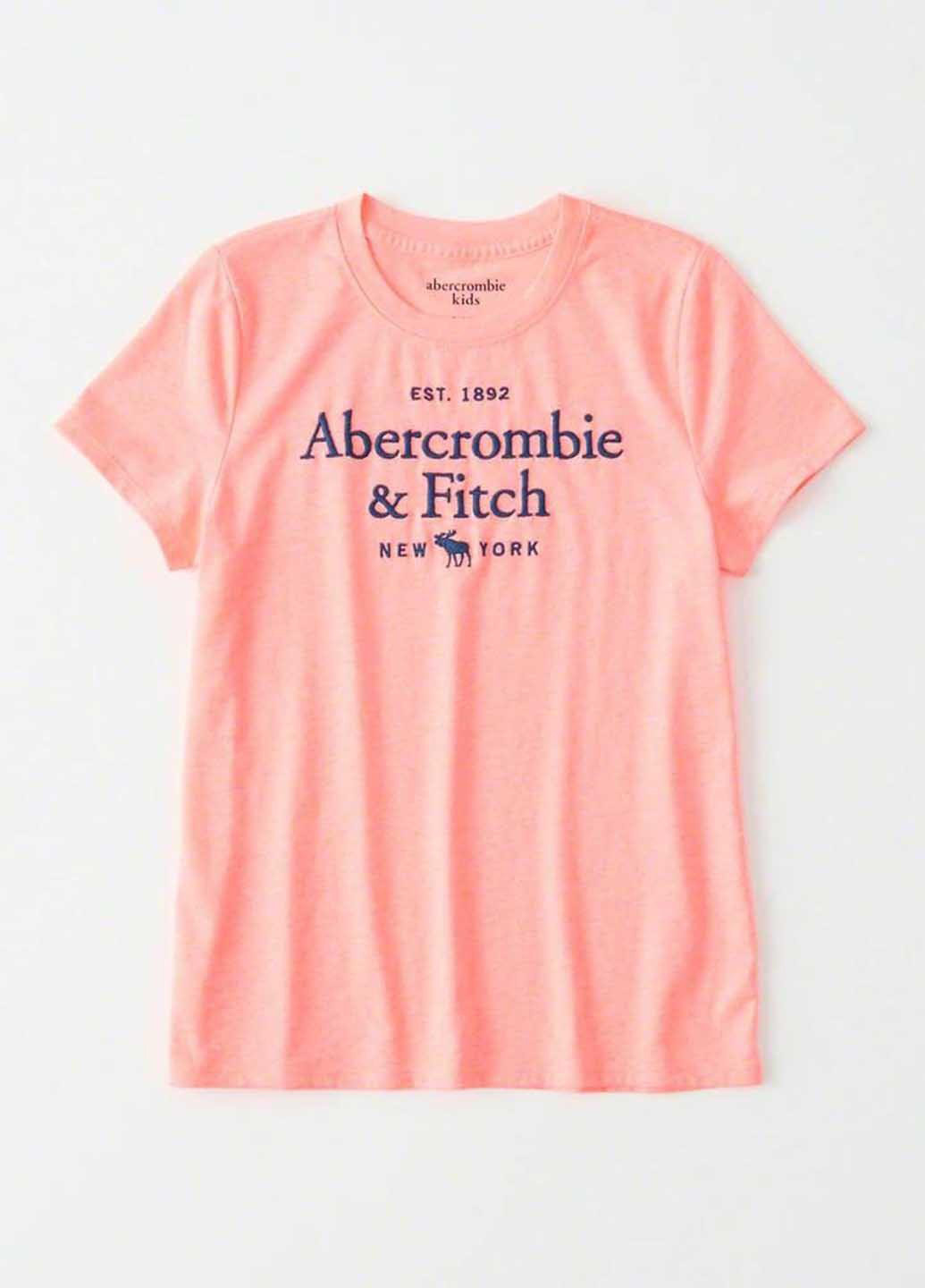 Коралловая летняя футболка Abercrombie & Fitch