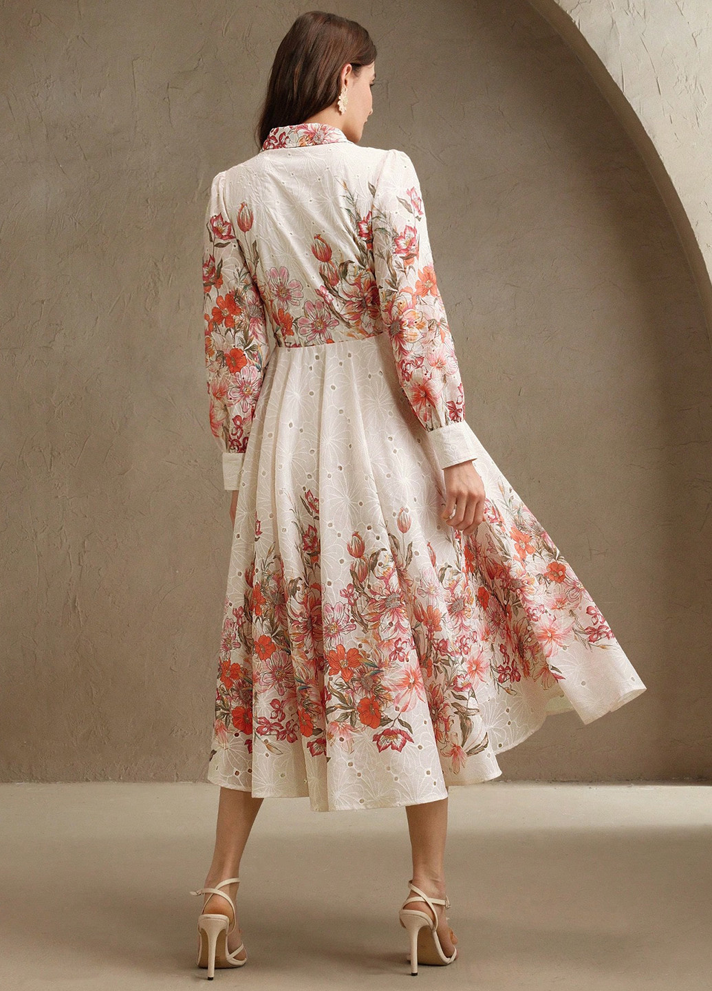 Молочное вечернее, кэжуал платье с юбкой-солнце, рубашка SHEIN с цветочным принтом