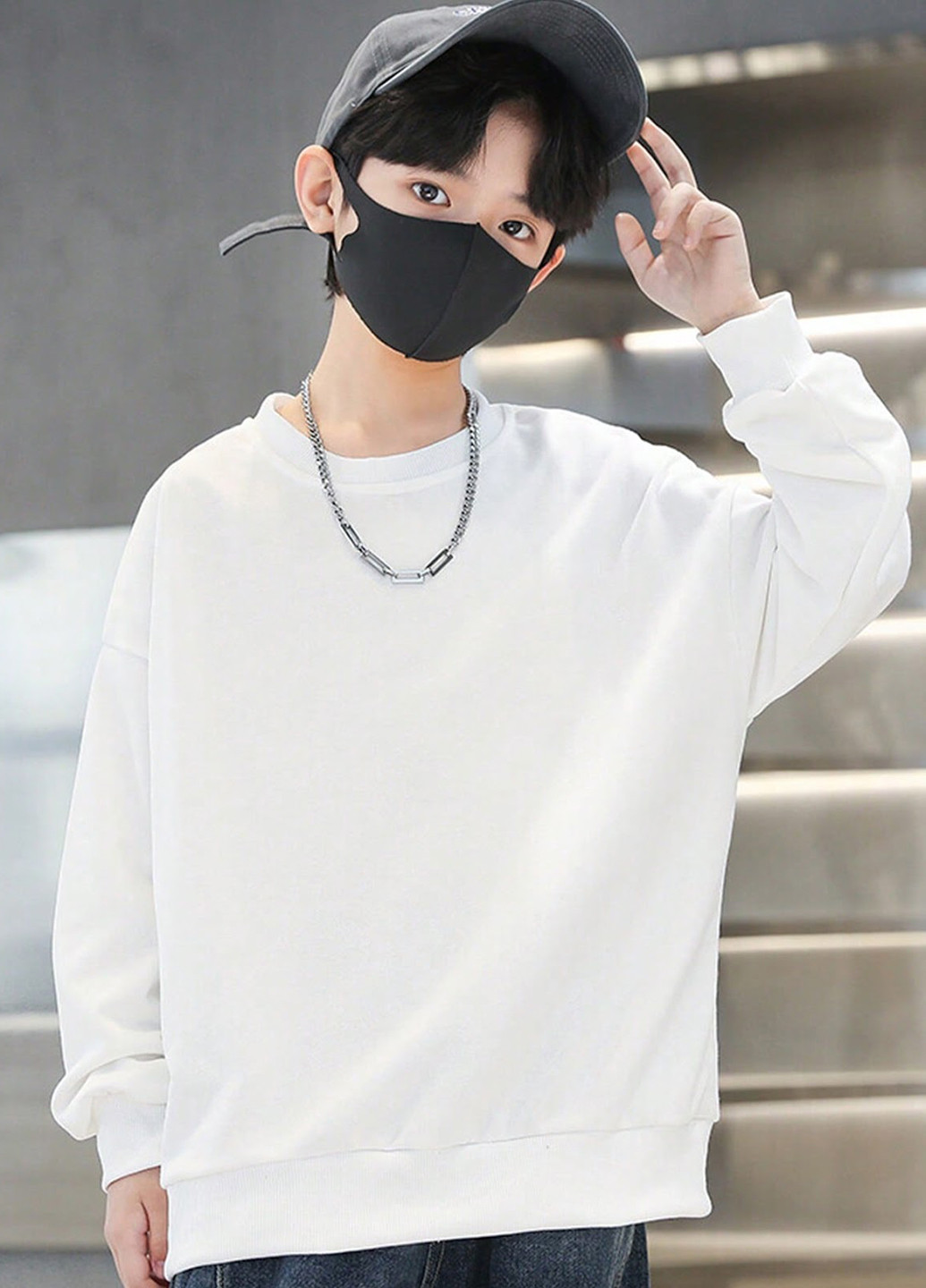 SHEIN свитшот рисунок белый кэжуал полиэстер