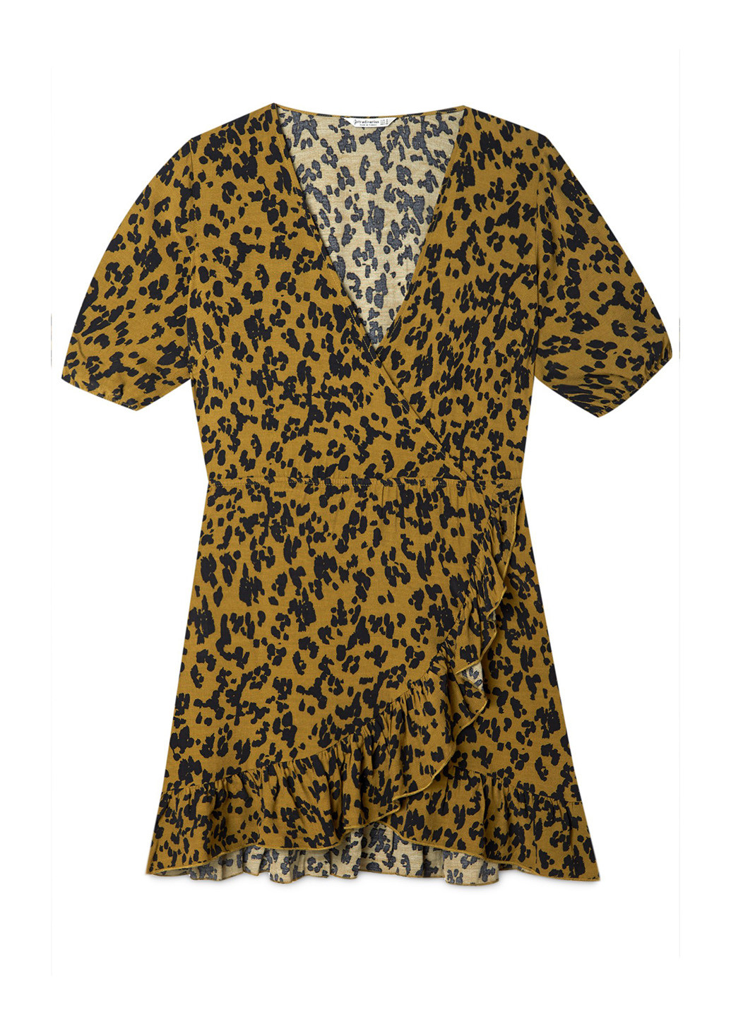 Оливковое кэжуал платье на запах Stradivarius с абстрактным узором