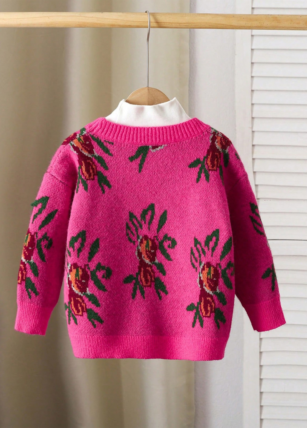 Розовый зимний кардиган SHEIN