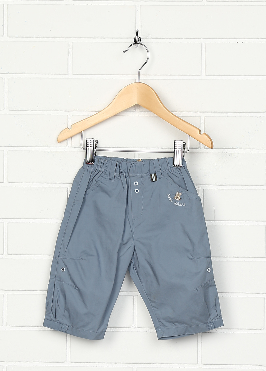 Серо-синие кэжуал летние брюки со средней талией Peter Rabbit