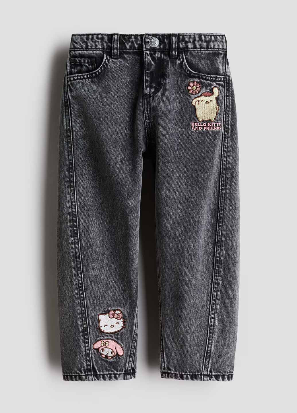 Темно-серые демисезонные мом фит джинсы H&M