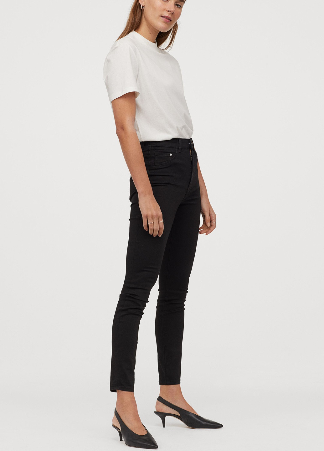 Черные джинсовые летние брюки H&M
