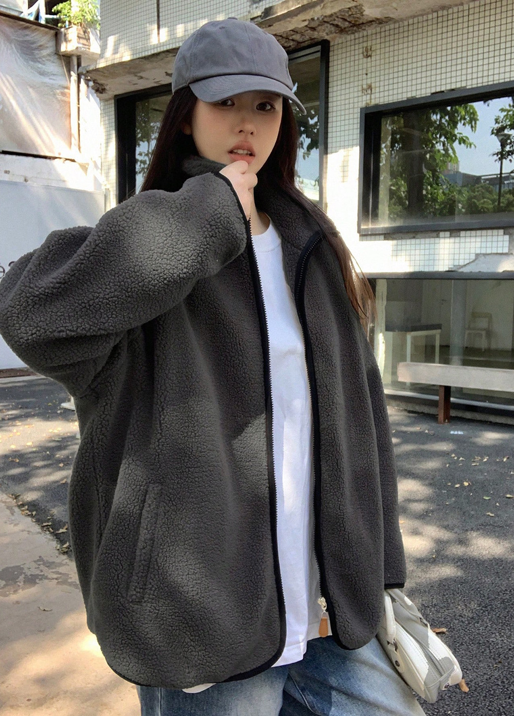 Темно-серая демисезонная куртка SHEIN