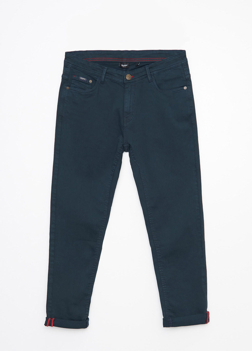 Темно-синие кэжуал, джинсовые демисезонные чиносы брюки Cropp