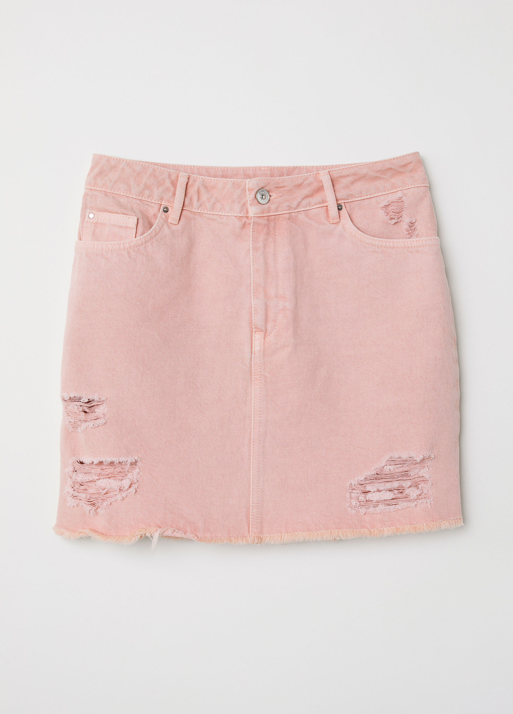 Розовая джинсовая однотонная юбка H&M карандаш