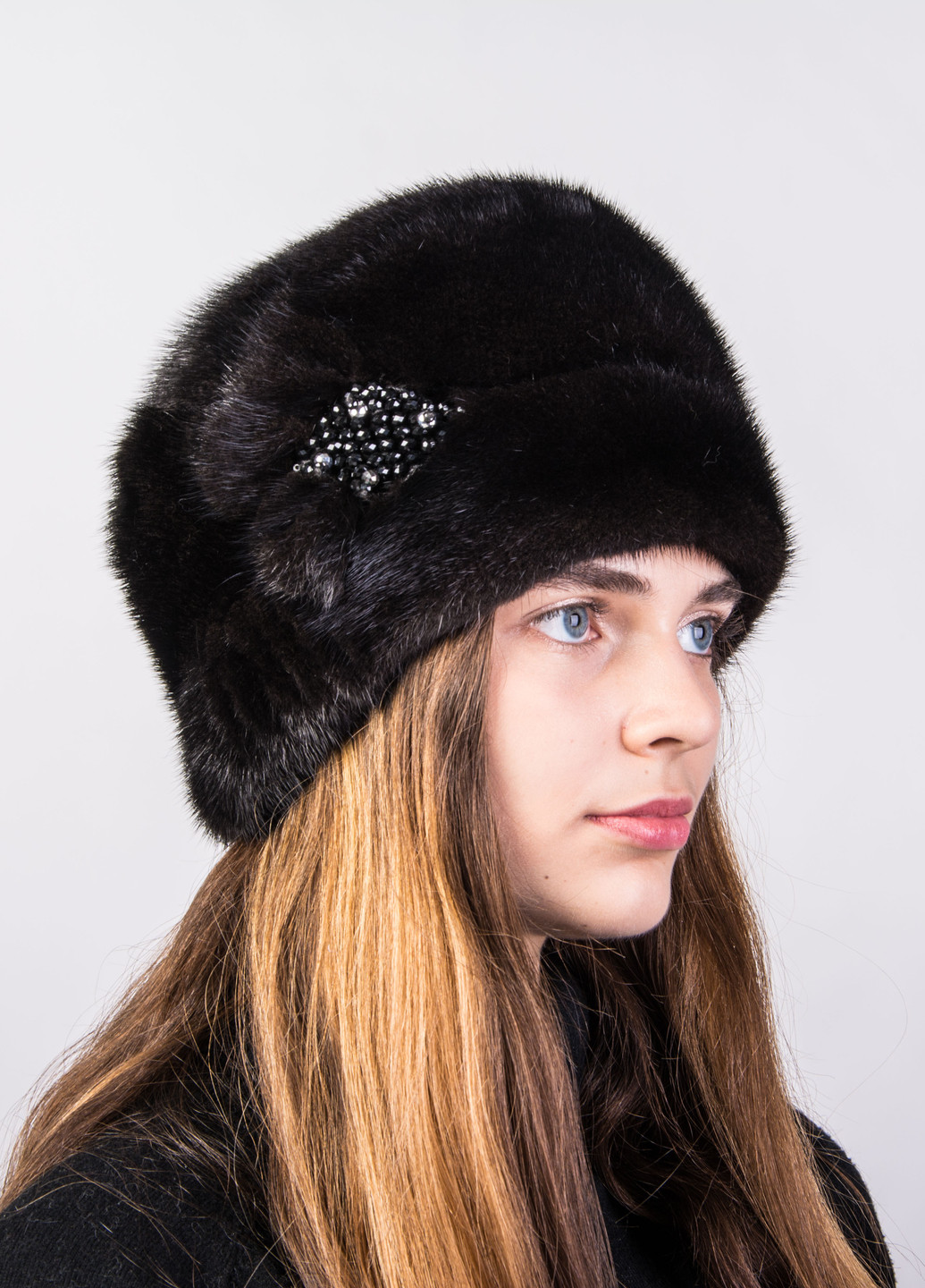 Зимова норкова цільна шапка Меховой Стиль кубанка (247593255)