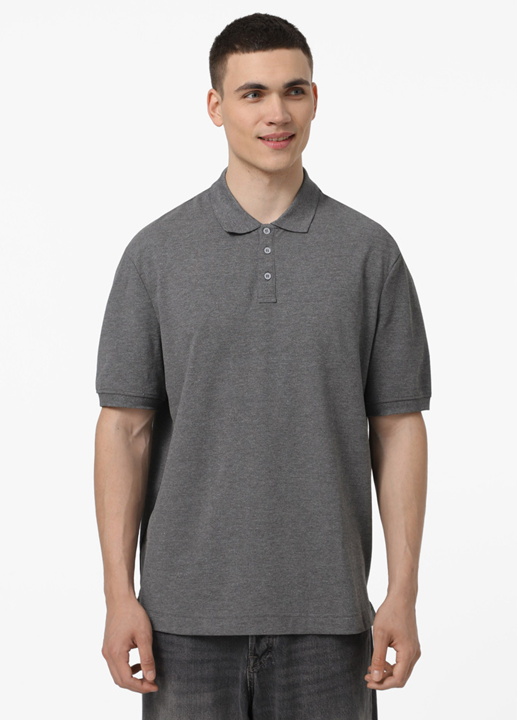 Серая футболка-поло для мужчин Promin меланжевая