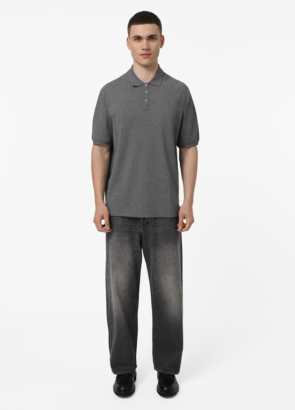 Серая футболка-поло для мужчин Promin меланжевая