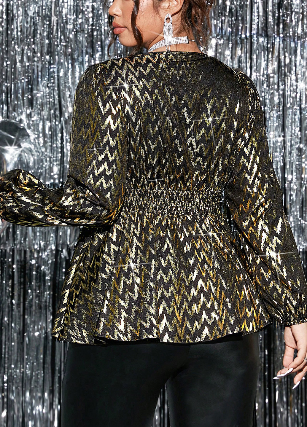 Золота блуза з баскою, на запах SHEIN