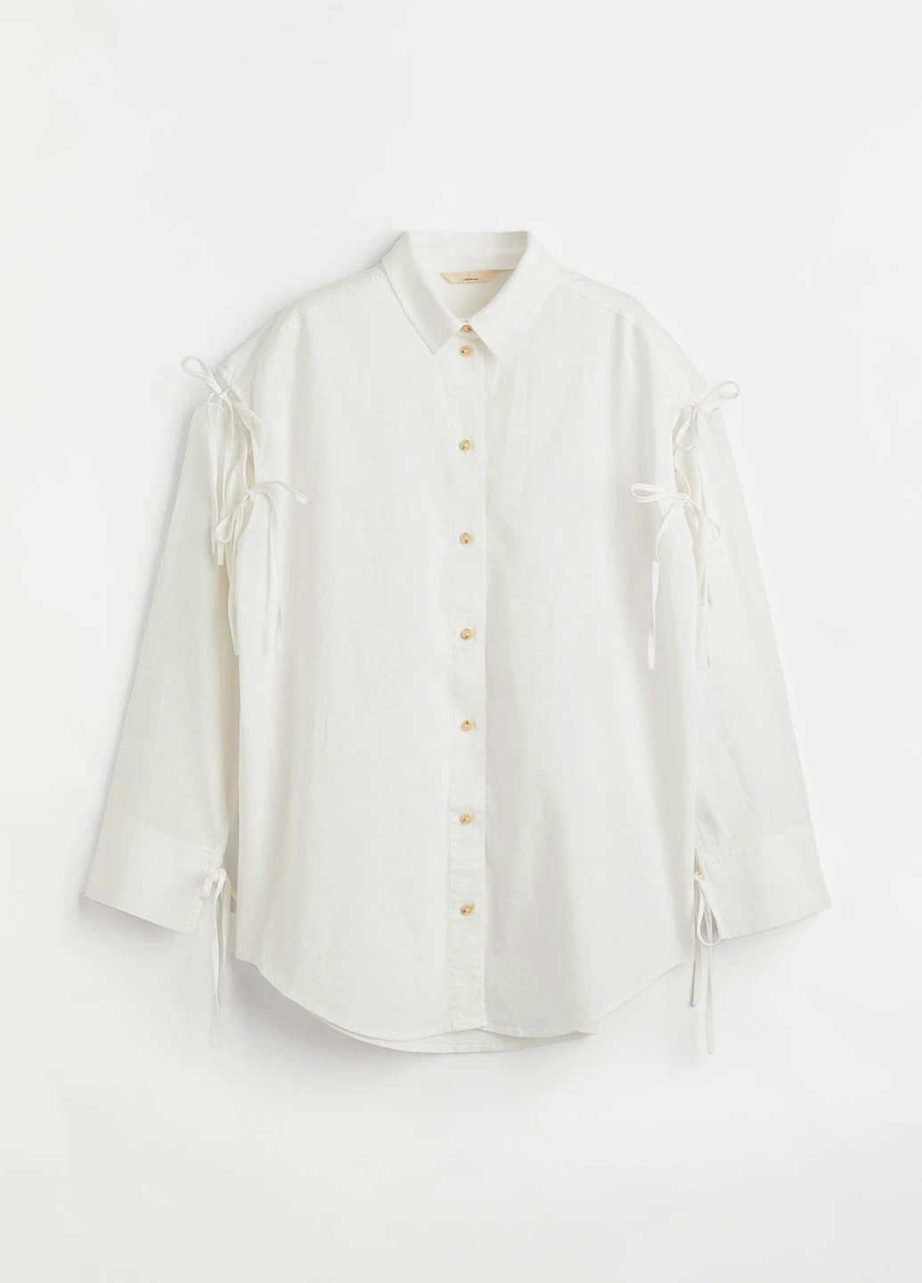 Молочная кэжуал рубашка однотонная H&M
