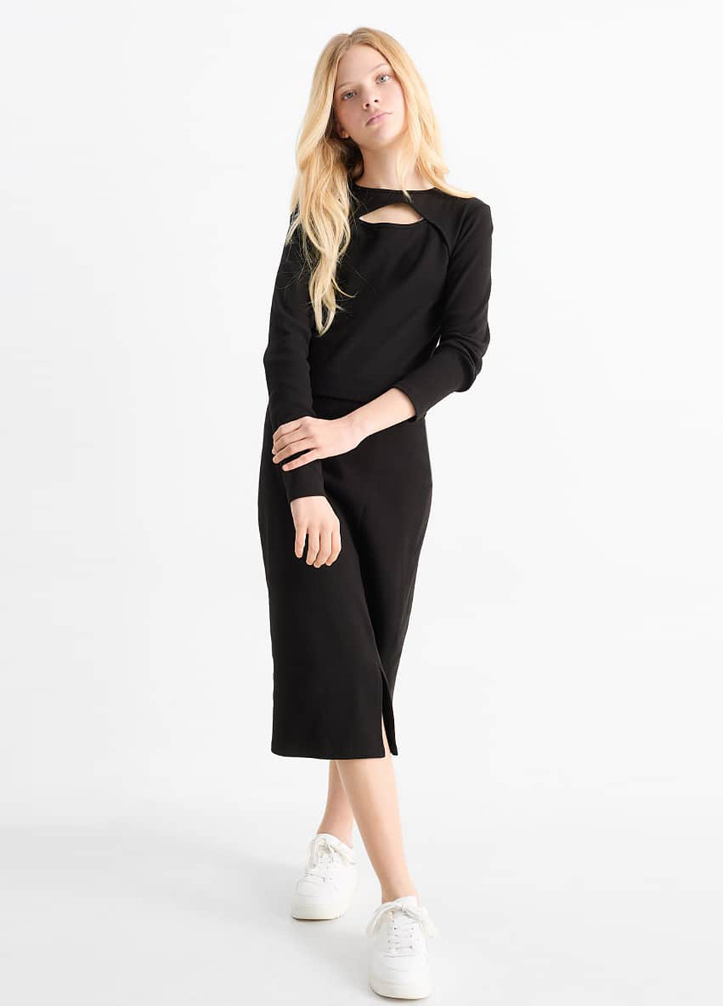 Черный демисезонный комплект (лонгслив, юбка) C&A