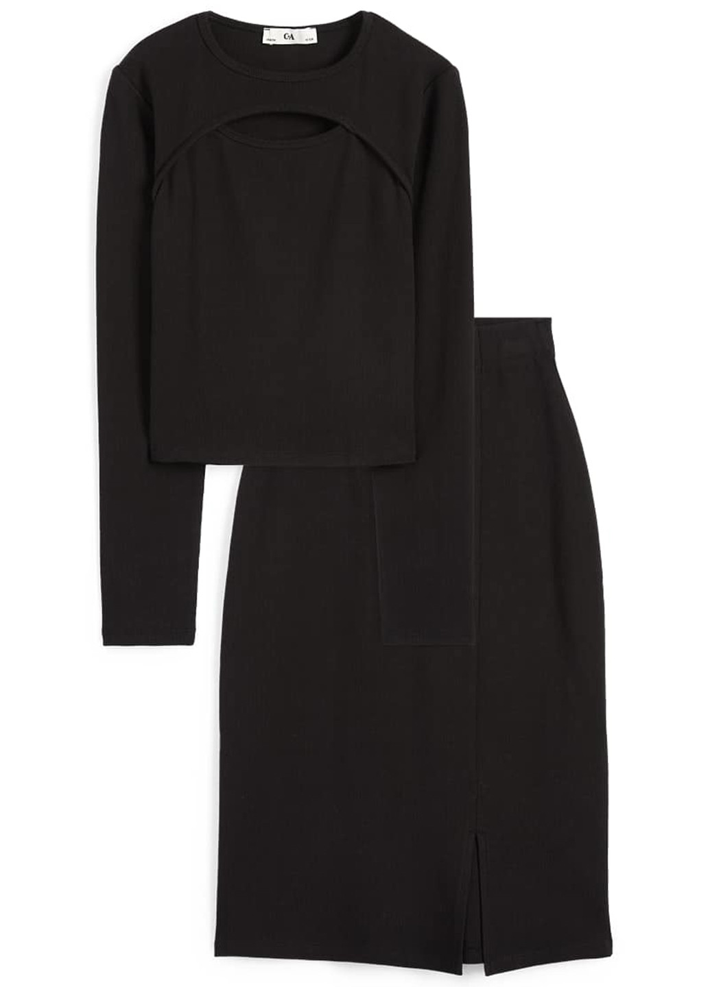 Черный демисезонный комплект (лонгслив, юбка) C&A