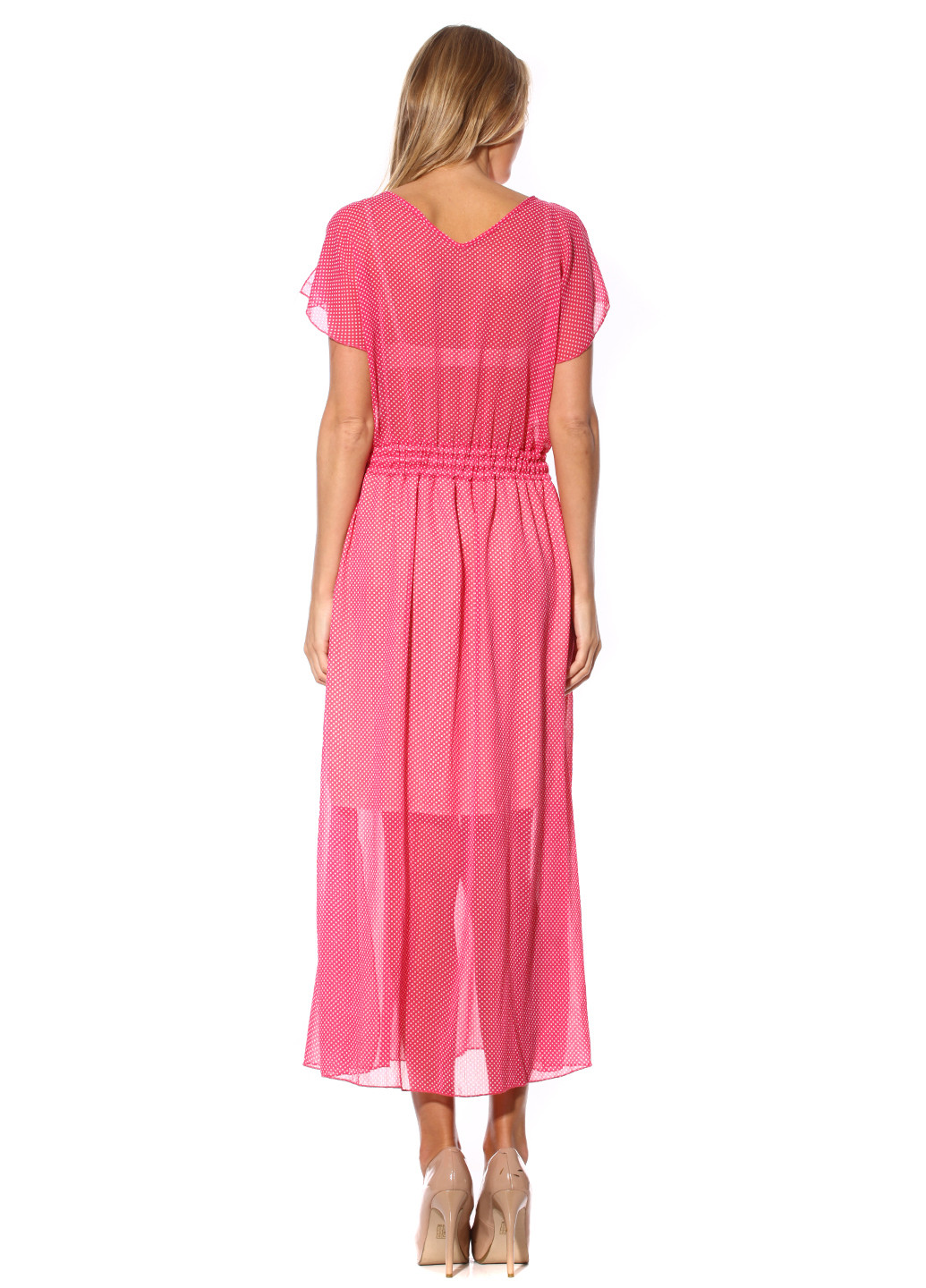 Розовое кэжуал платье Vergans в горошек