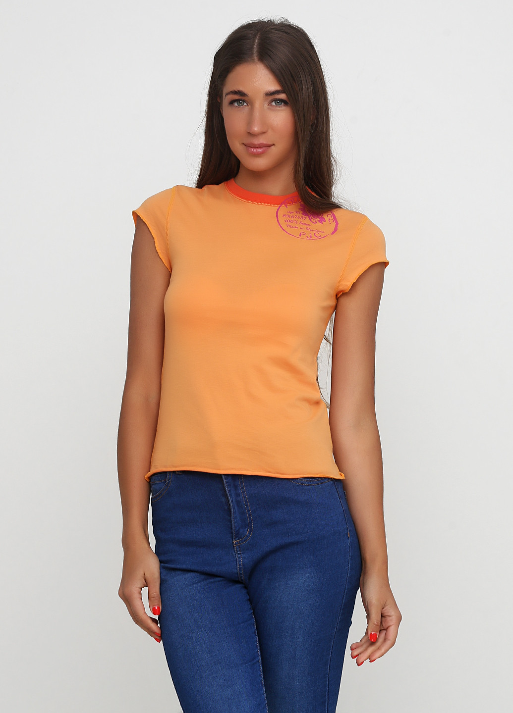 Оранжевая летняя футболка Polo Jeans