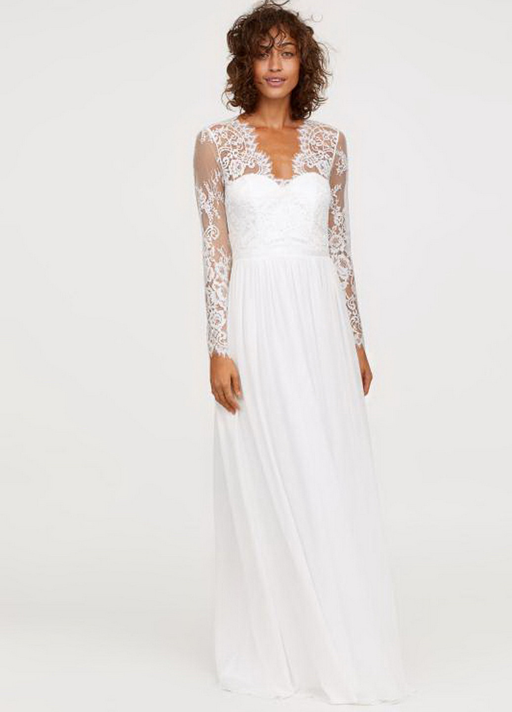 Білий весільна сукня кльош H&M