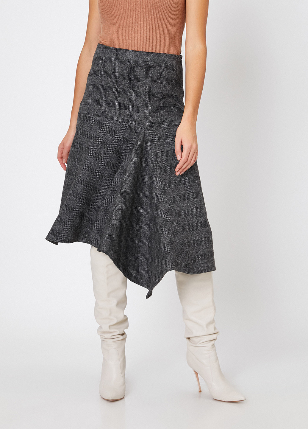 Серая кэжуал с абстрактным узором юбка KOTON а-силуэта (трапеция)