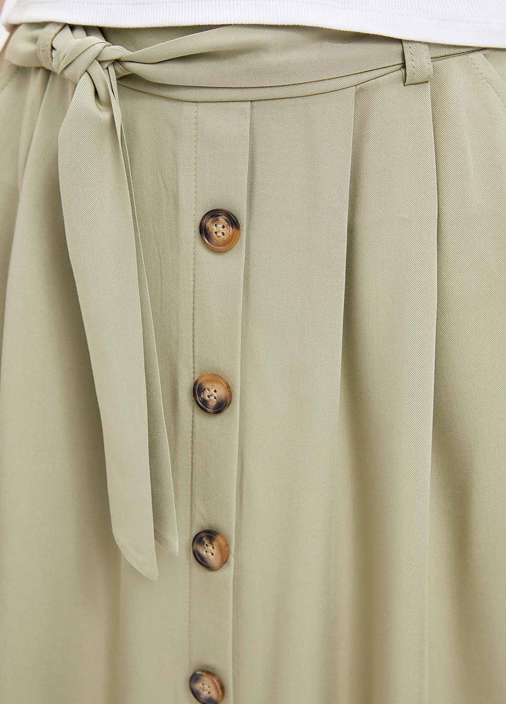 Оливковая (хаки) кэжуал юбка DeFacto а-силуэта (трапеция)
