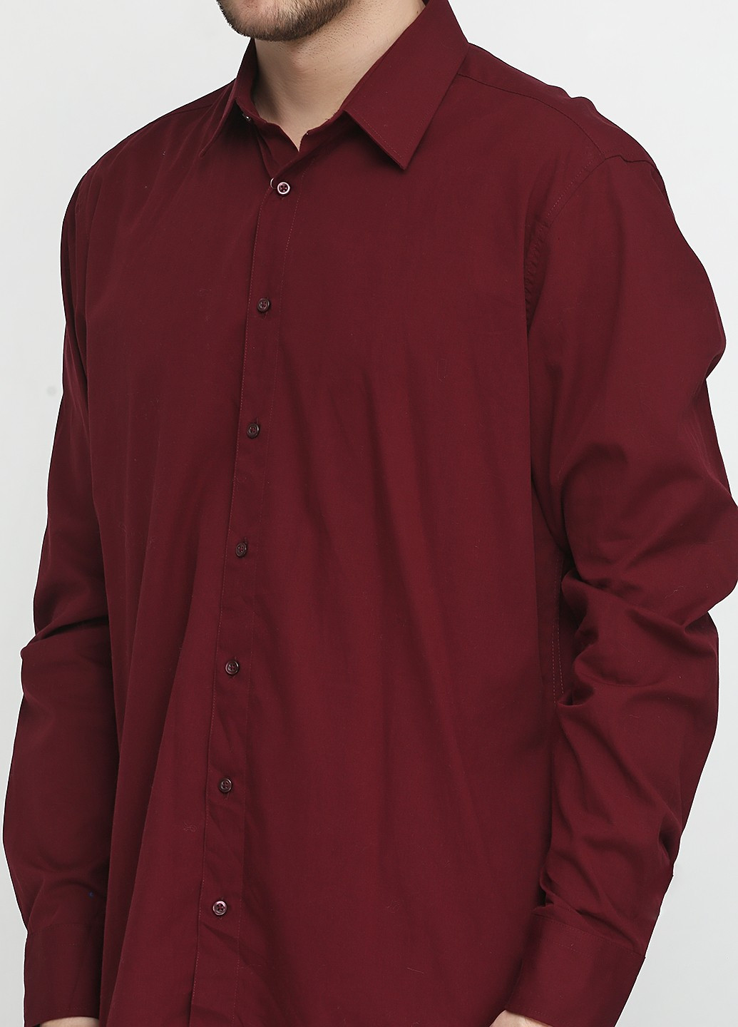 Бордовая кэжуал рубашка однотонная Livergy с длинным рукавом