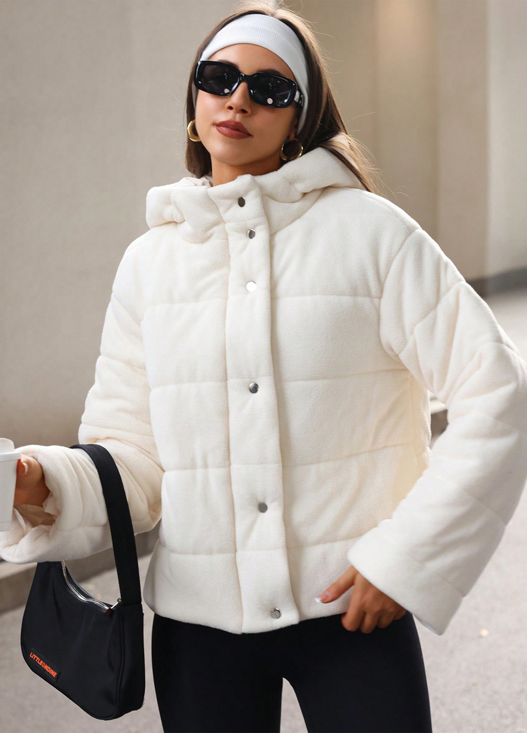 Молочная зимняя куртка SHEIN