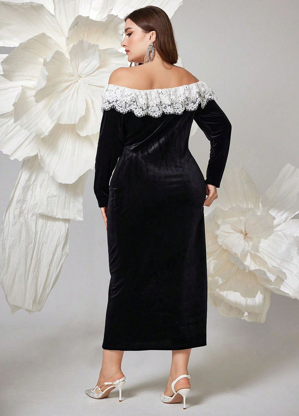 Черное праздничный, вечернее, кэжуал платье а-силуэт SHEIN однотонное