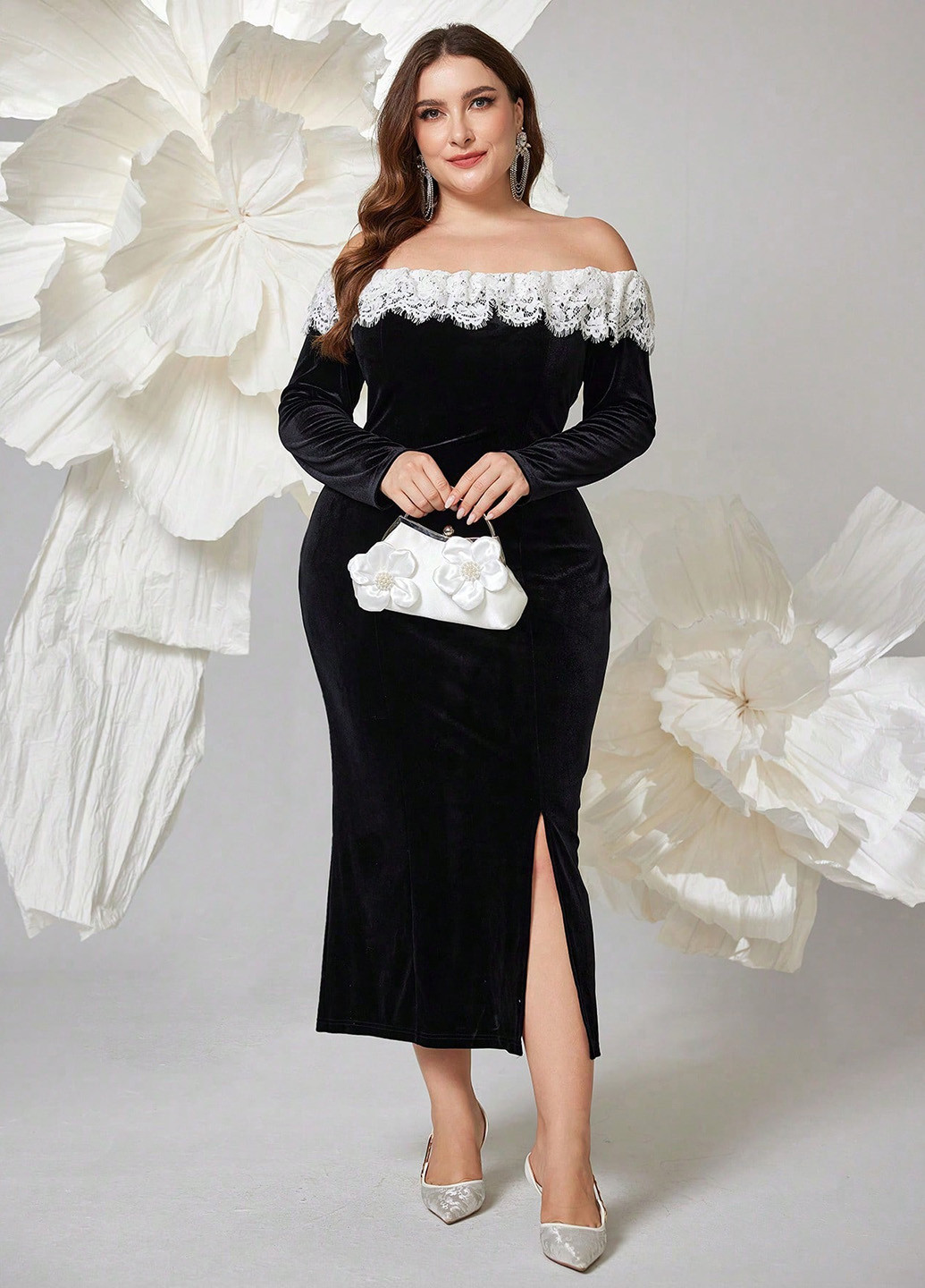 Черное праздничный, вечернее, кэжуал платье а-силуэт SHEIN однотонное