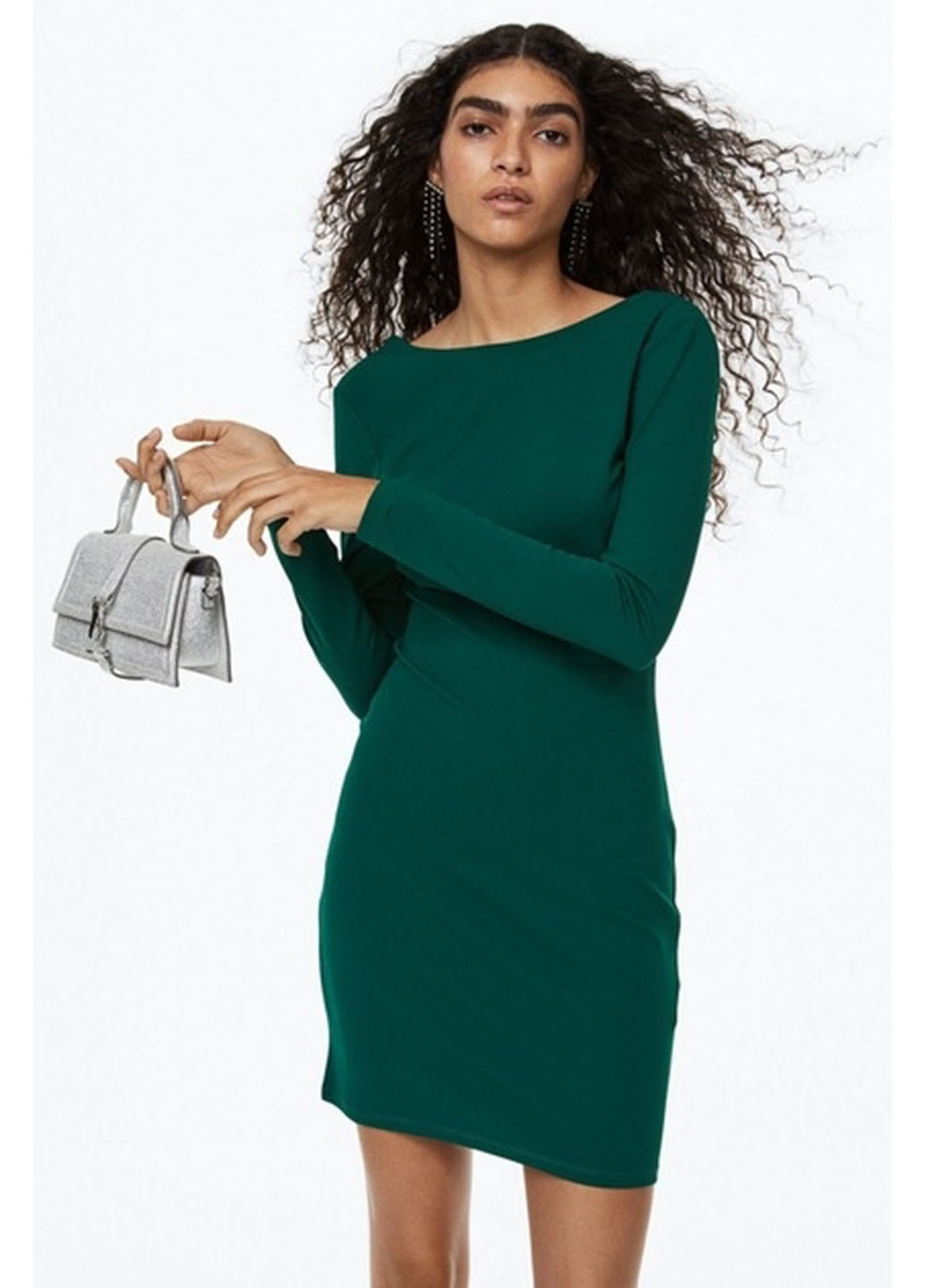 Зелена кежуал сукня з відкритою спиною H&M однотонна