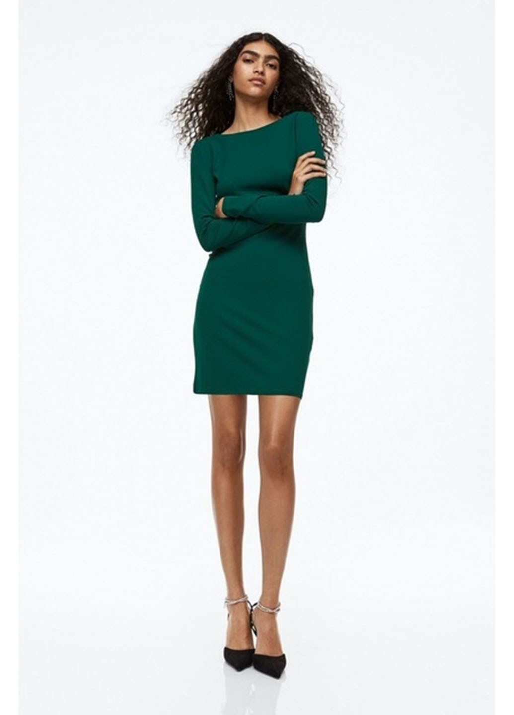 Зелена кежуал сукня з відкритою спиною H&M однотонна