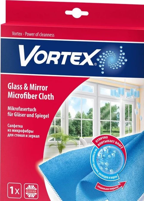 Серветка мікрофібра для скла та дзеркал, 1 шт Vortex (248671054)