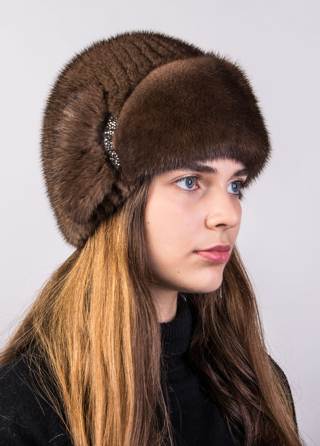 Жіноча зимова шапка з в'язаній норки Меховой Стиль Лобик (248109014)