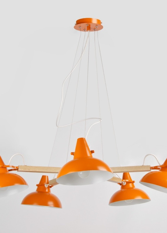 Люстра стельова лофт підвісна на 5 плафонів дерево BL-129S/5 E14 OR Brille (253886457)