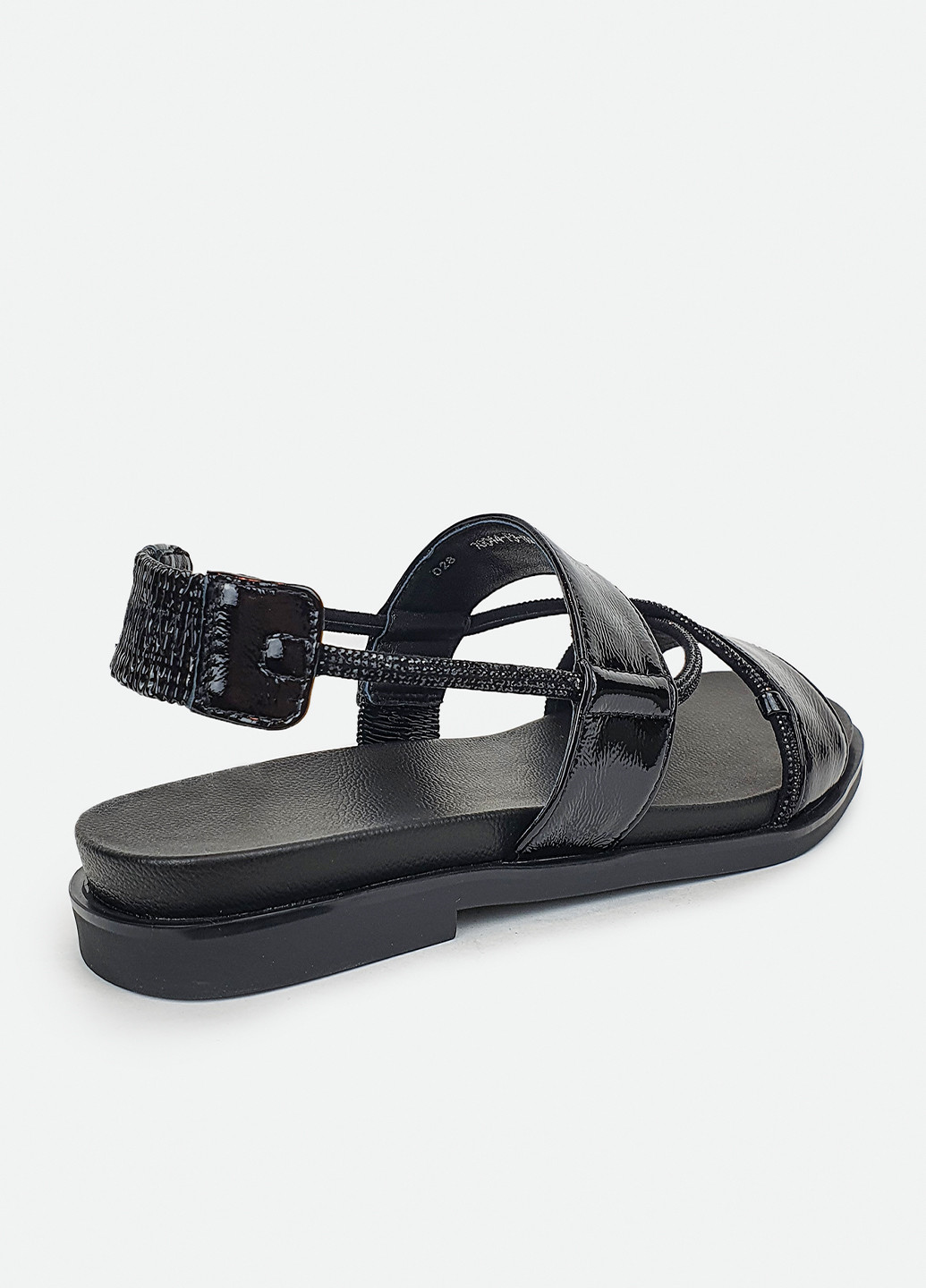 Кэжуал удобные женские лаковые сандали на низком ходу черные 41 Brocoli