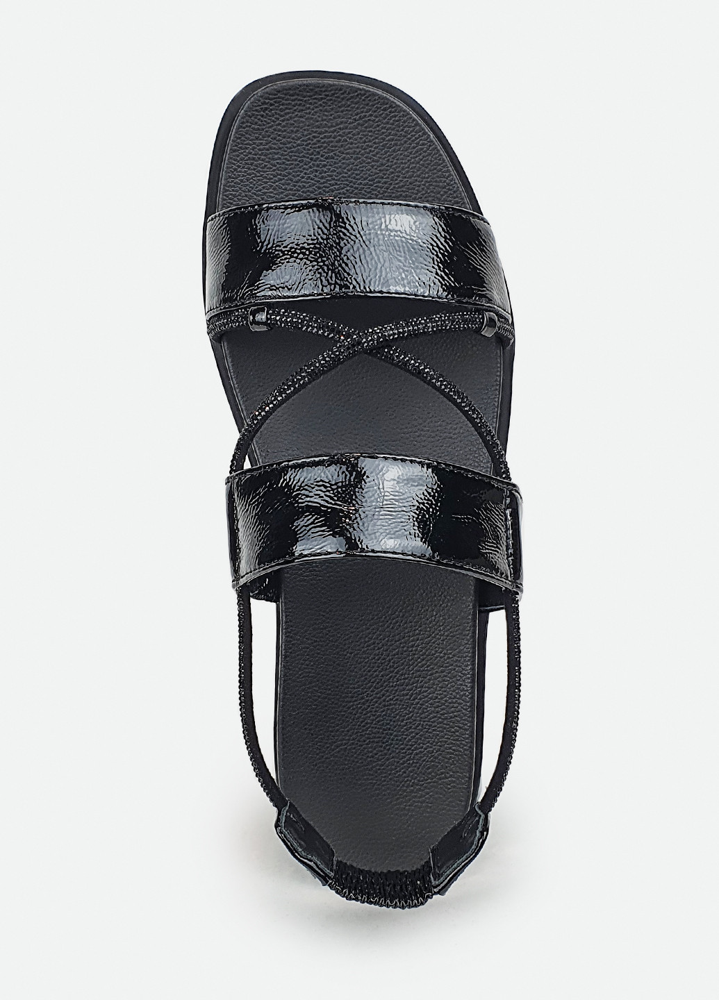 Зручні жіночі лакові сандалі на низькому ходу чорні 41 Brocoli (227990540)