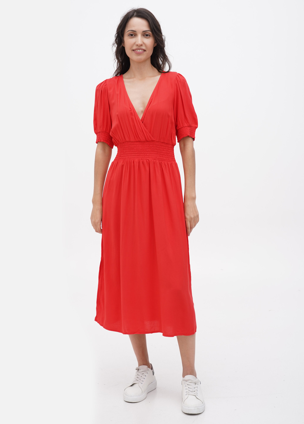 Красное кэжуал платье YAS однотонное