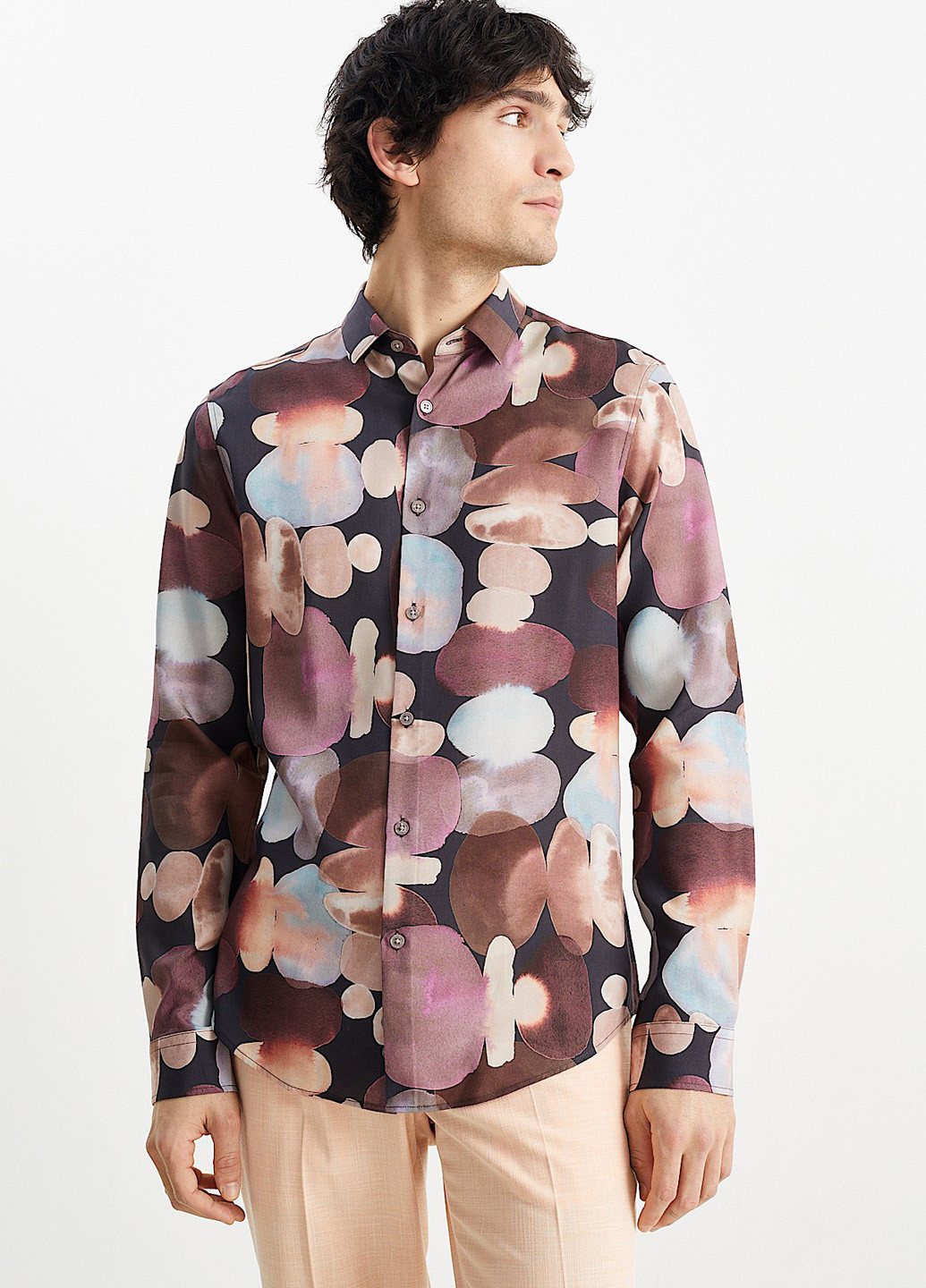 Цветная кэжуал рубашка с абстрактным узором C&A