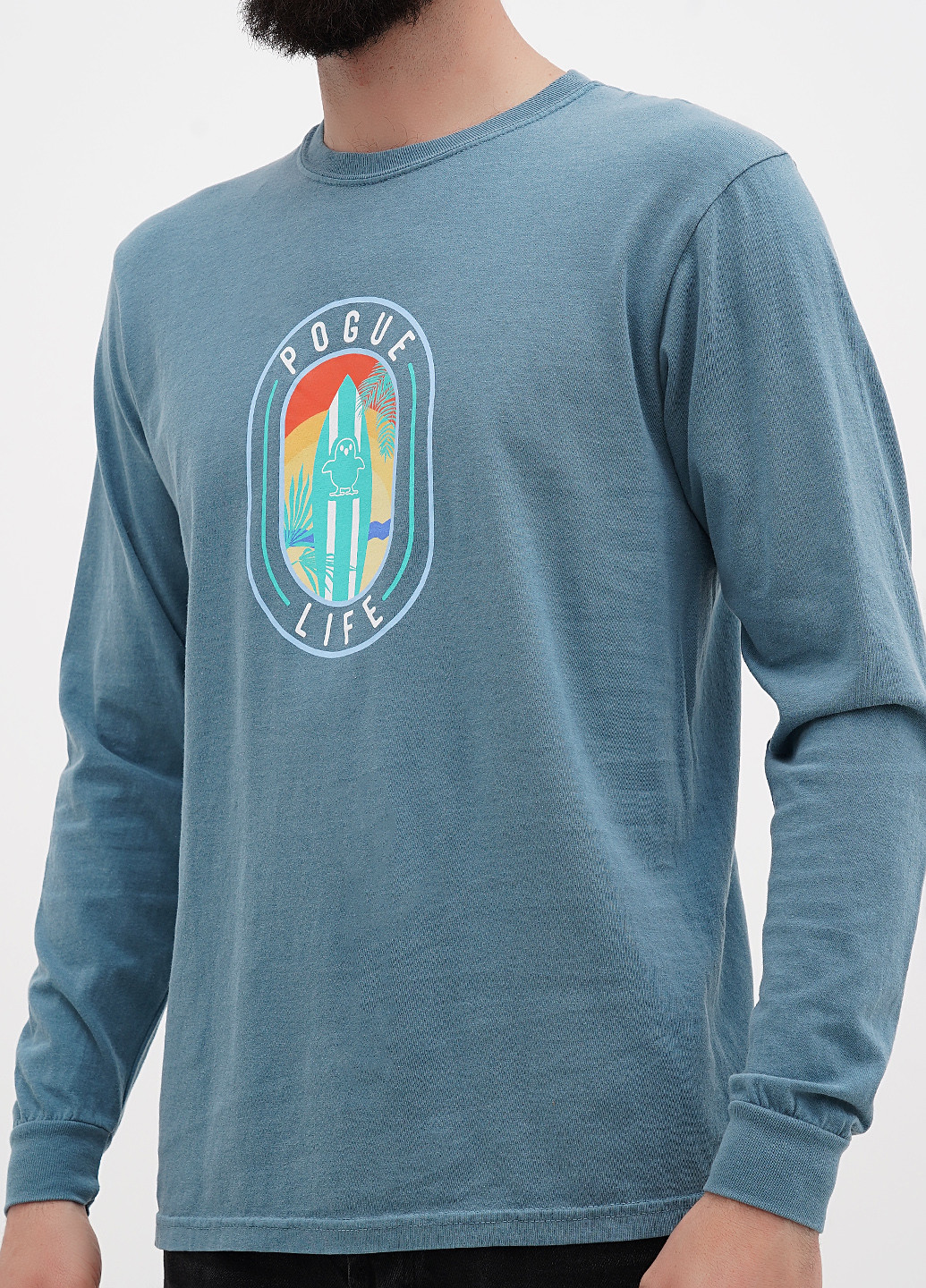 Лонгслів Comfort Colors малюнок сіро-голубий кежуали бавовна